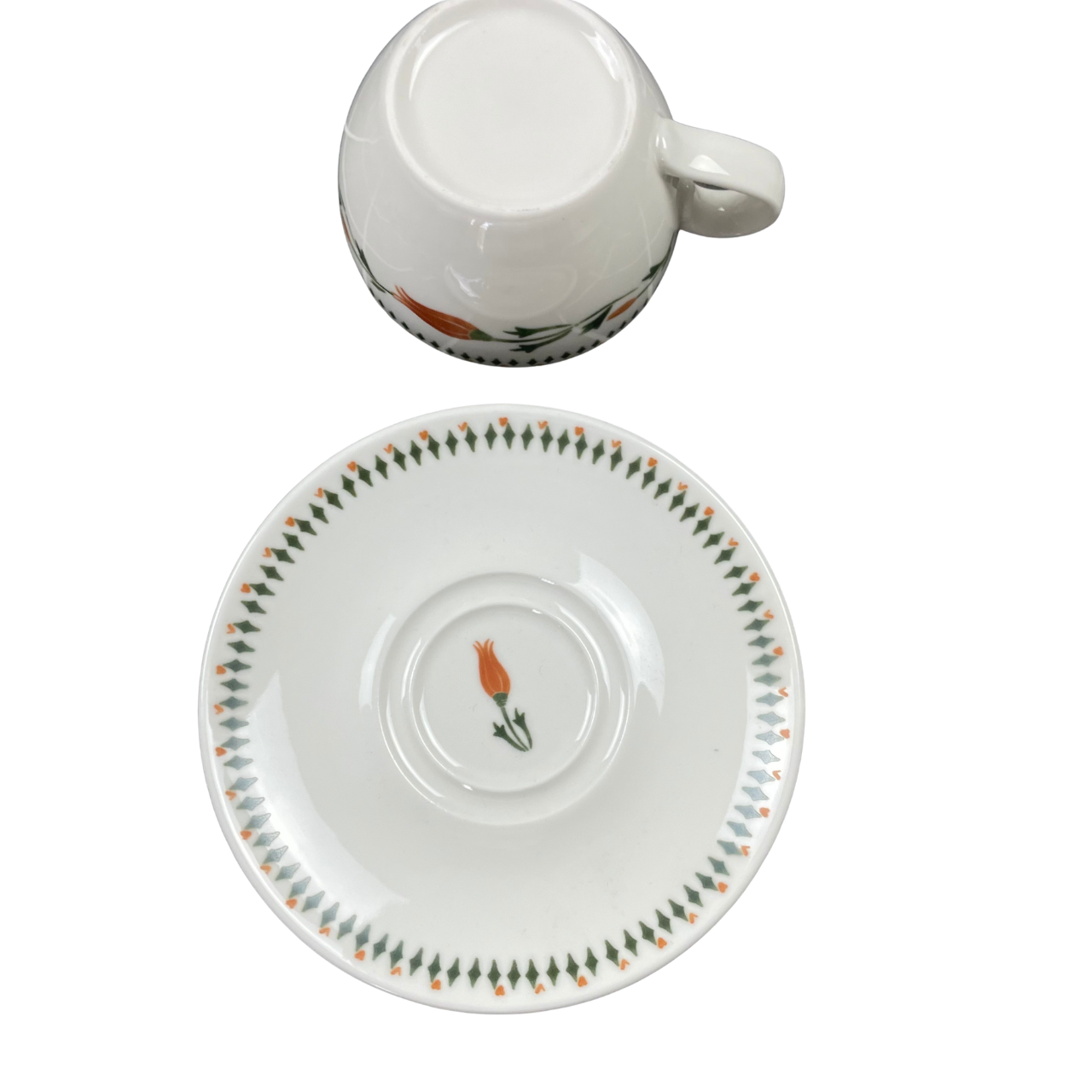 Turkish Porcelain Tulip Café Cup & Saucer Set (Set of 2)