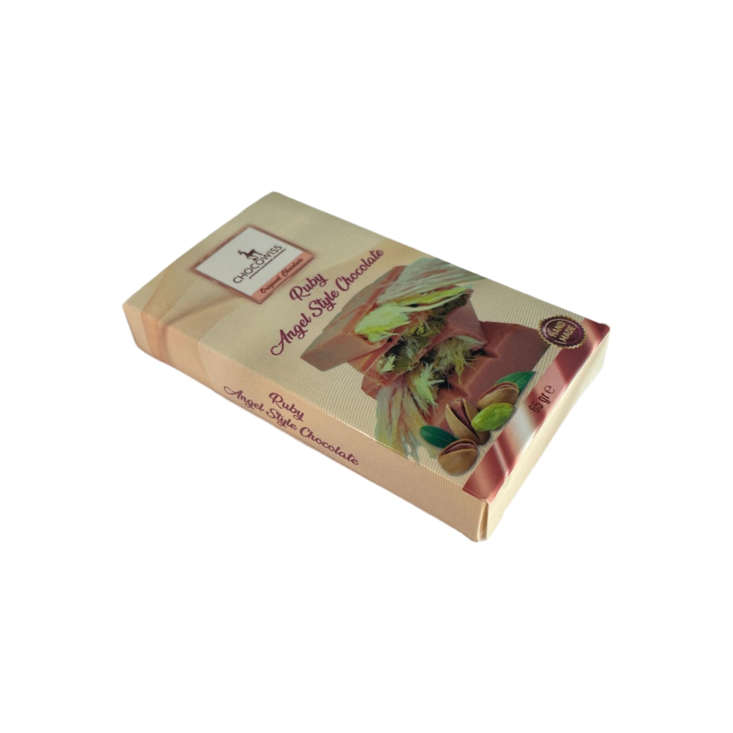 Ruby Angel Style Chocolate Bar | Pistachio Cotton Candy Filling (65g)