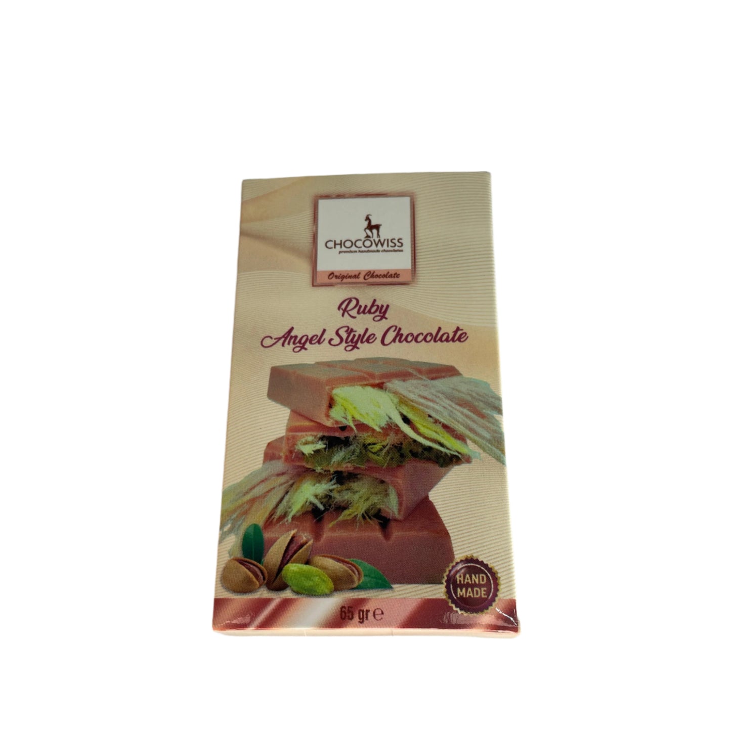 Ruby Angel Style Chocolate Bar | Pistachio Cotton Candy Filling (65g)