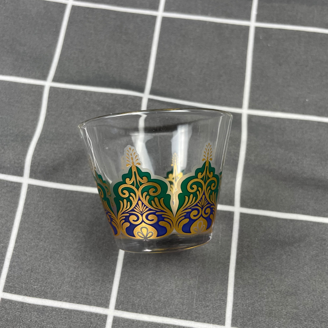 Turkish Chai Glass Cups Set of 2 – Green & Gold Tea Glasses