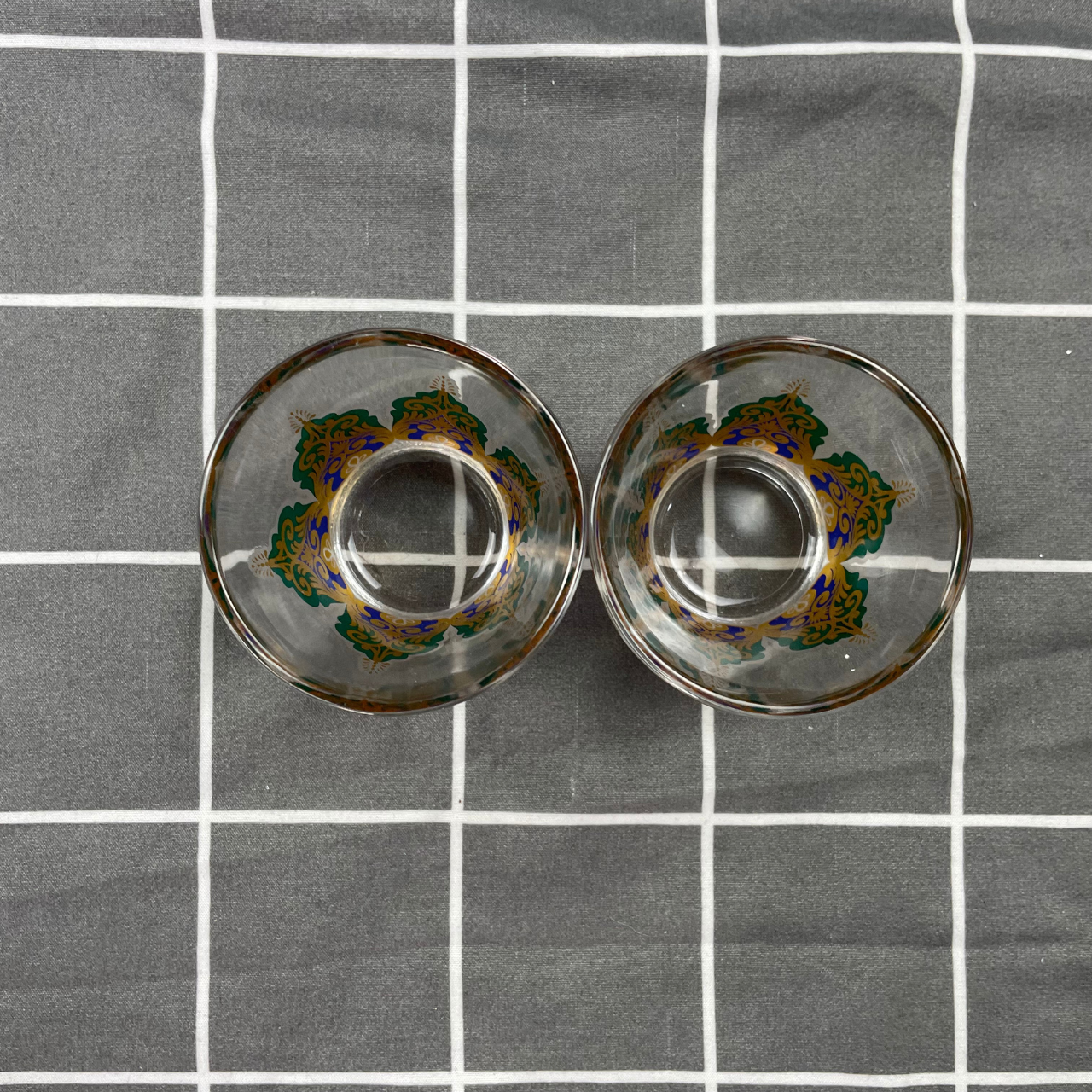 Turkish Chai Glass Cups Set of 2 – Green & Gold Tea Glasses