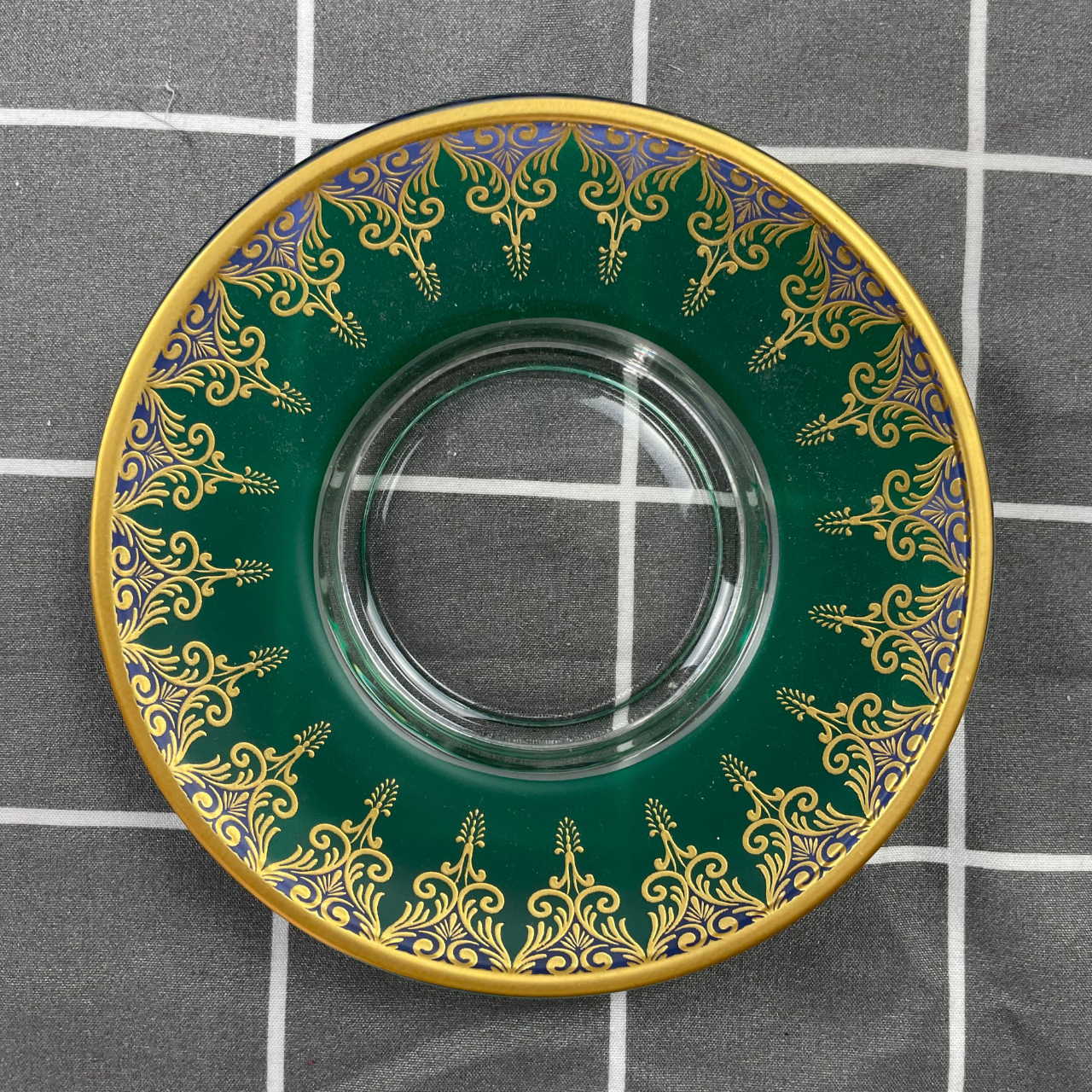 Turkish Chai Cups – Green & Gold Glass Set of 3