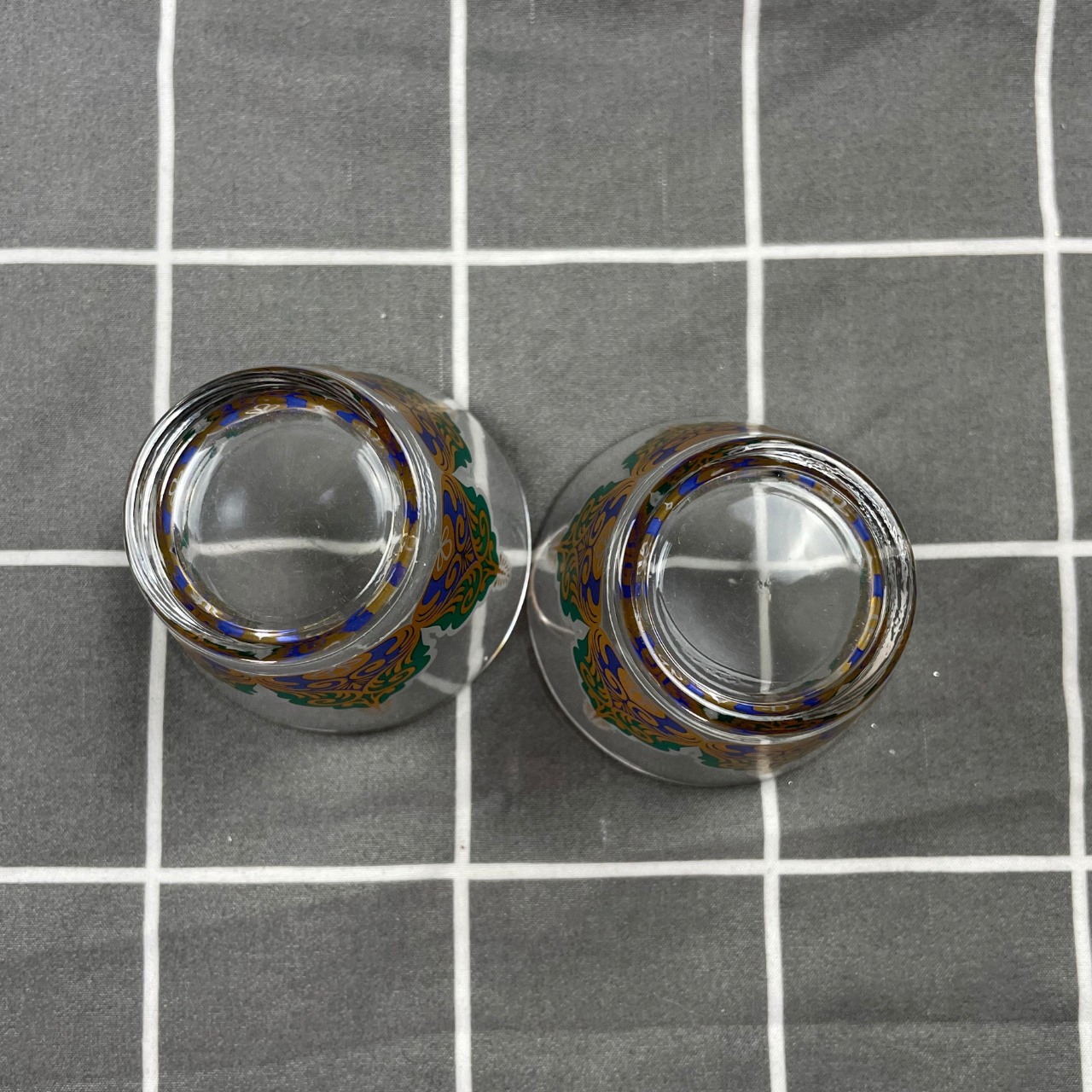 Turkish Chai Glass Cups Set of 2 – Green & Gold Tea Glasses