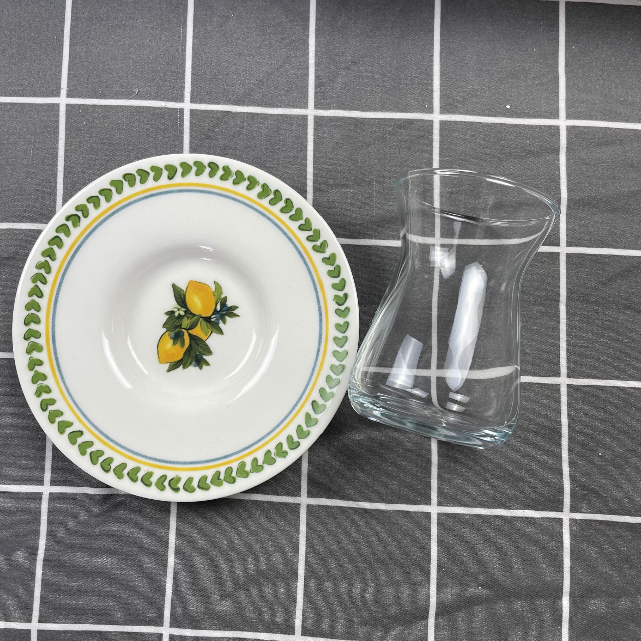 Amalfi Limoncello Tea Set | 2 Glasses & Porcelain Saucers