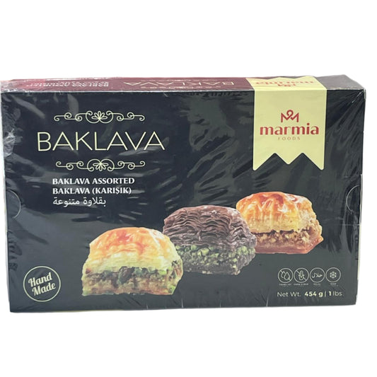 Assorted Handmade Baklava Box – Pistachio & Chocolate Variety (1 lb by Marmia Foods)