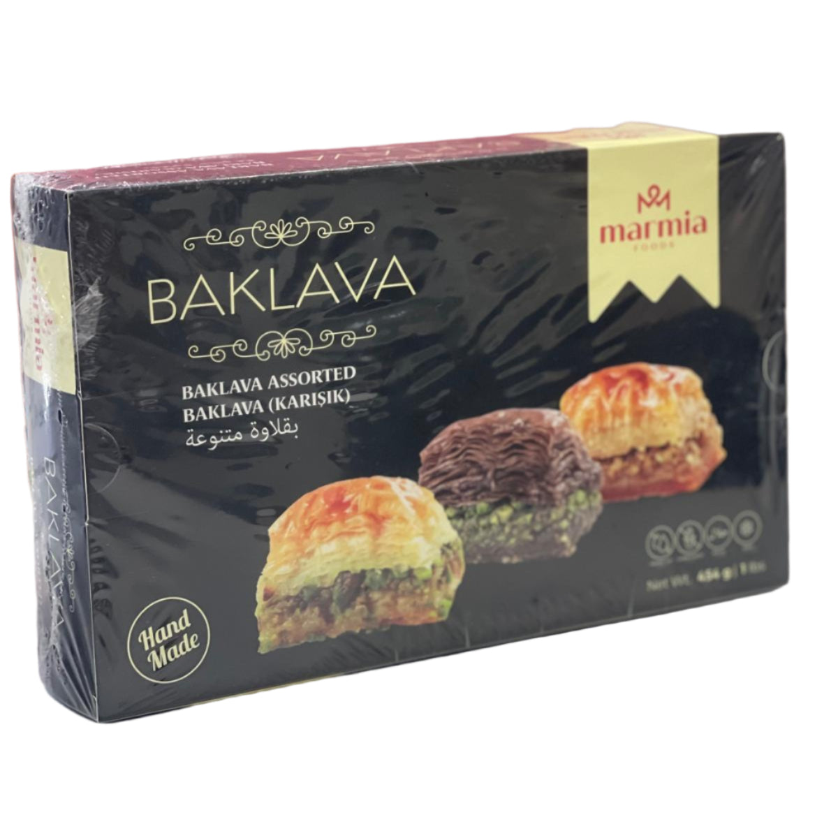 Assorted Handmade Baklava Box – Pistachio & Chocolate Variety (1 lb by Marmia Foods)