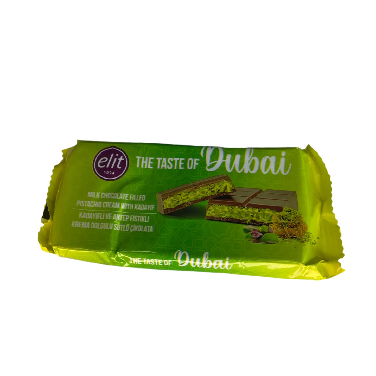 Elit Dubai Chocolate Bar | Milk Chocolate with Pistachio Cream & Kadayıf (90g)